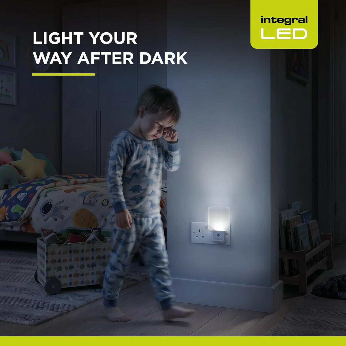 Integral LED Plug-in Night Light with Dusk-to-Dawn Sensor | Auto On/Off | Soft Light | Transparent | Ideal for Bedrooms, Hallways, Stairs, Landings, Children’s Nursery