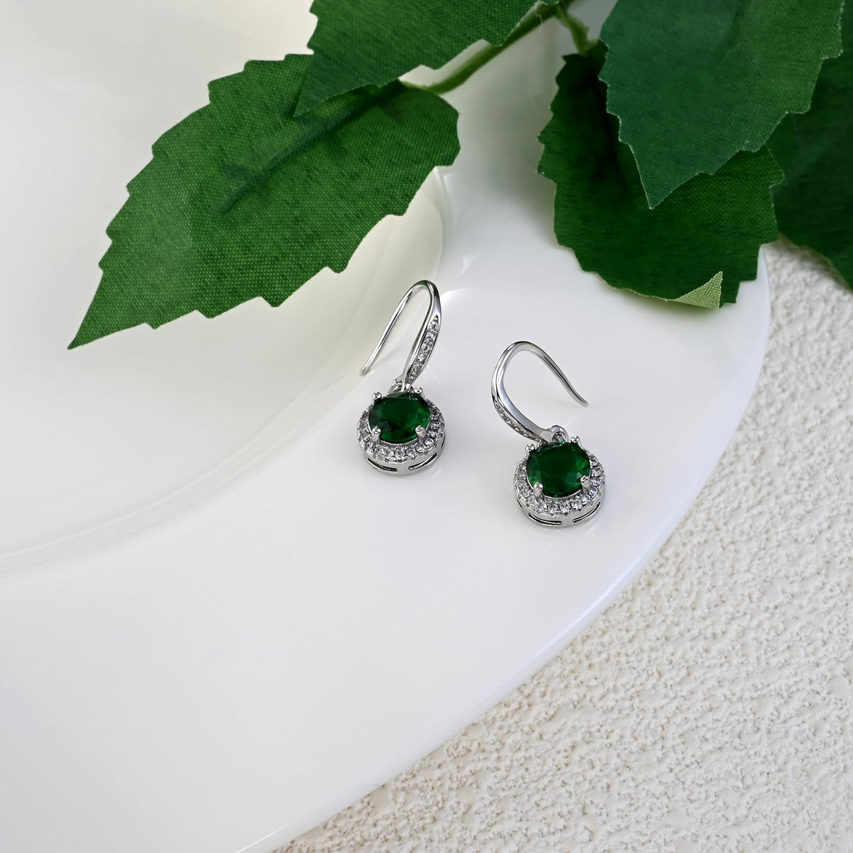 Birthstone Drop Earrings for Women, Silver Plated Dangle Earrings
