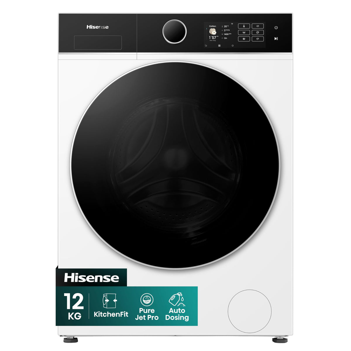 Hisense WF1G7021BW Freestanding 7 KG-Front Load Durable Inverter Washing Machine, Steam Wash-Quick Wash-15 Washing Programs-1200 RPM-White-Energy Rating B