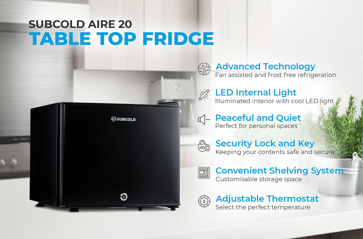Subcold Aire20-G Mini Fridge | 20L | Frost-Free | Glass Door | LED