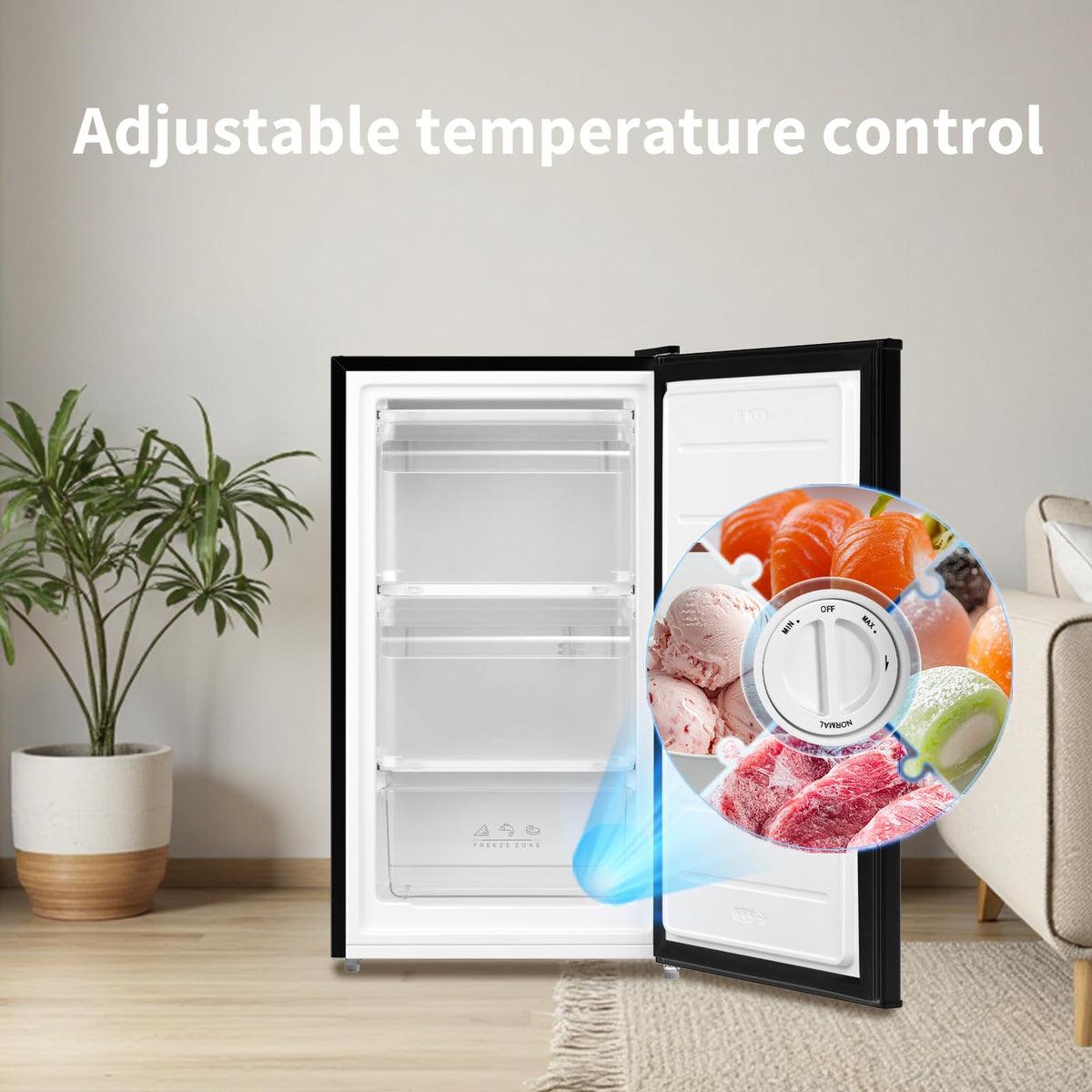 COMFEE' 60L Under Counter Freezer, 4-Star Freezing, RCU60WH2(E)