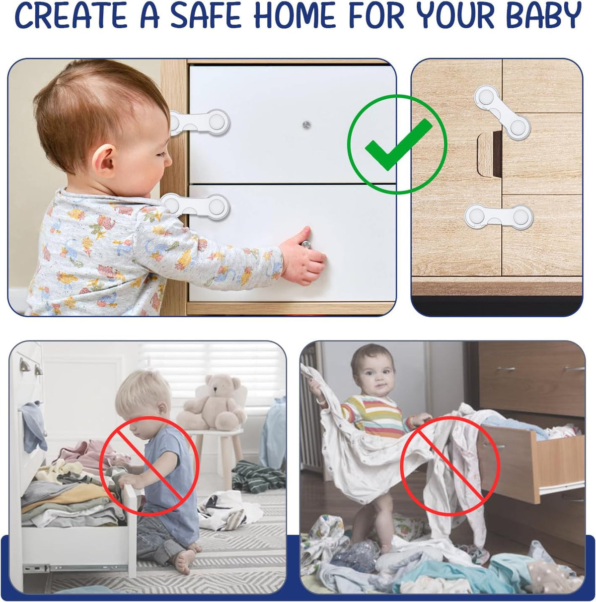 Cupboard Locks for Children 12 Pack - White