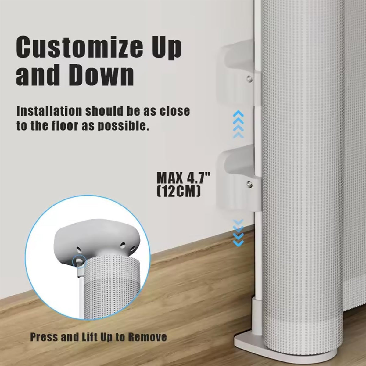 Retractable Baby Gate 87cm x 130 cm Stair Safety Gate Roll for Babies and Pets, dogs, Extendable Barrier Gates (White)