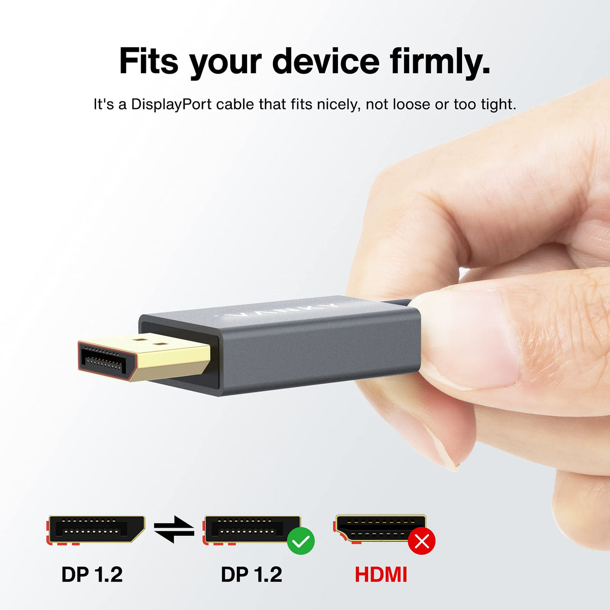 IVANKY VESA Certified DisplayPort Cable 2m DP to DP 4K@60Hz Gaming Monitor