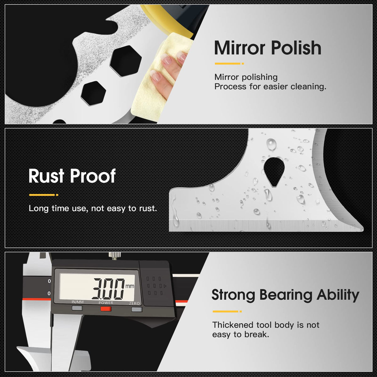 suokoun Wallpaper Scraper Set, 7 Pieces Stainless Steel Drywall Hand Tool Kit Includes Taping Putty Tool and 12" Mud Pan with Soft Grip Handle for Drywall Work