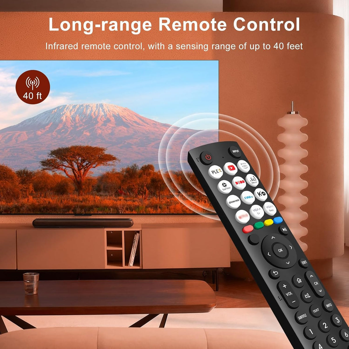 Hisense TV Remote Control, Universal Remote Control Replacement for Hisense VIDAA 4K UHD Smart TV with 12 Shortcut Buttons, No Setup Required