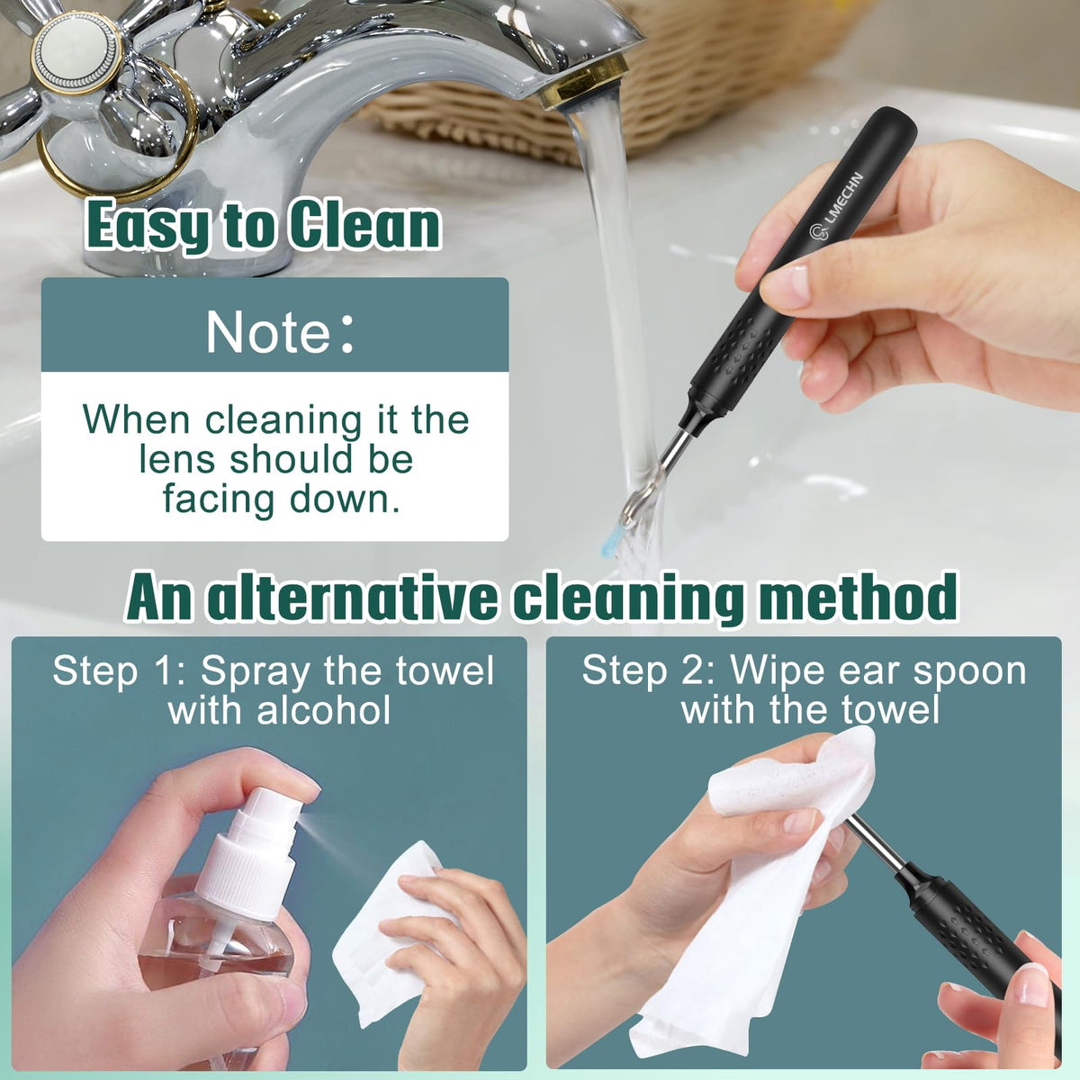 Ear Cleaner with Camera, Ear Wax Removal Kit with 1080P, Ear Camera Otoscope with LED Light, Ear Cleaning Kit for iPhone, iPad, Android Phones-White