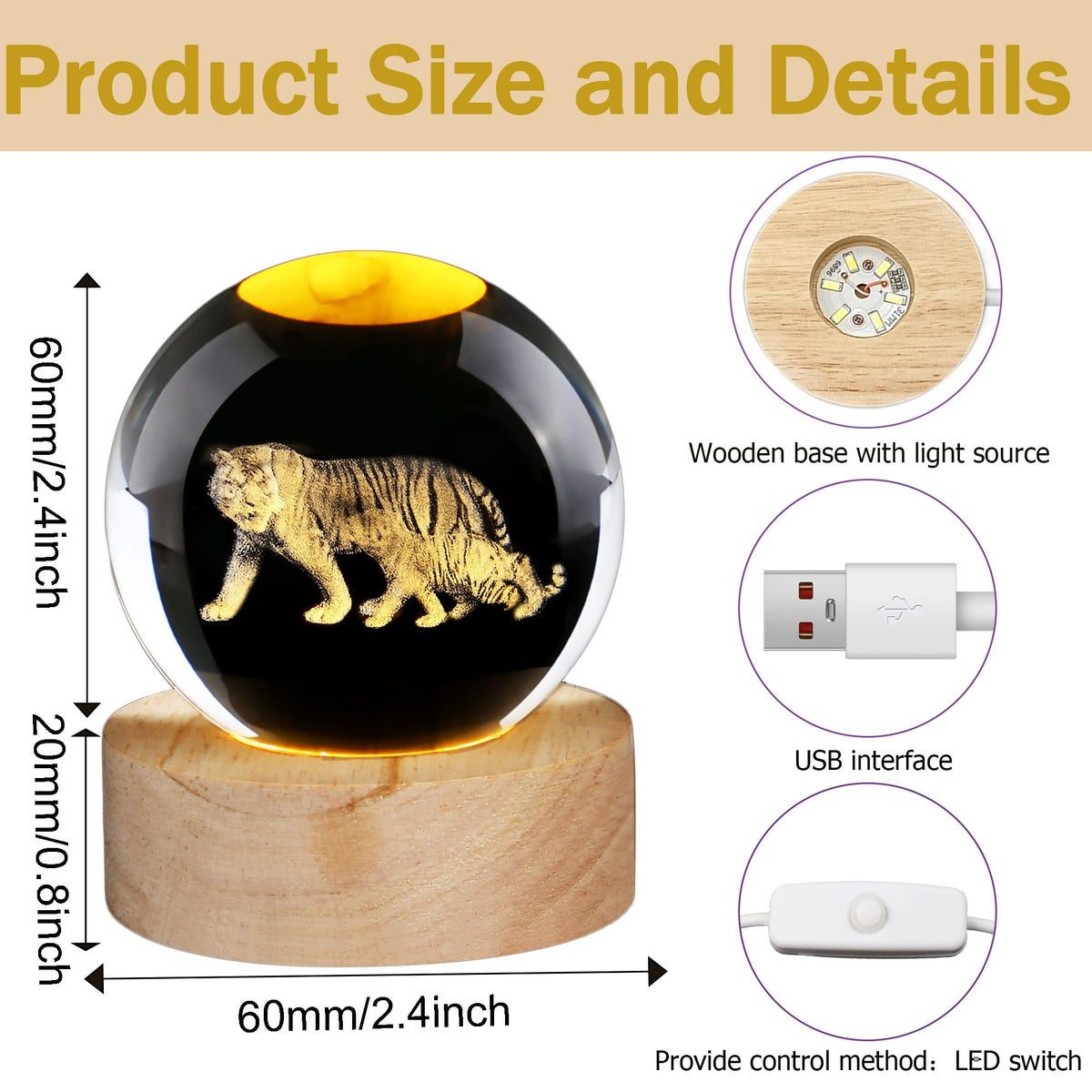 Glass Christmas Reindeer 3D Crystal Ball Christmas Ornaments
