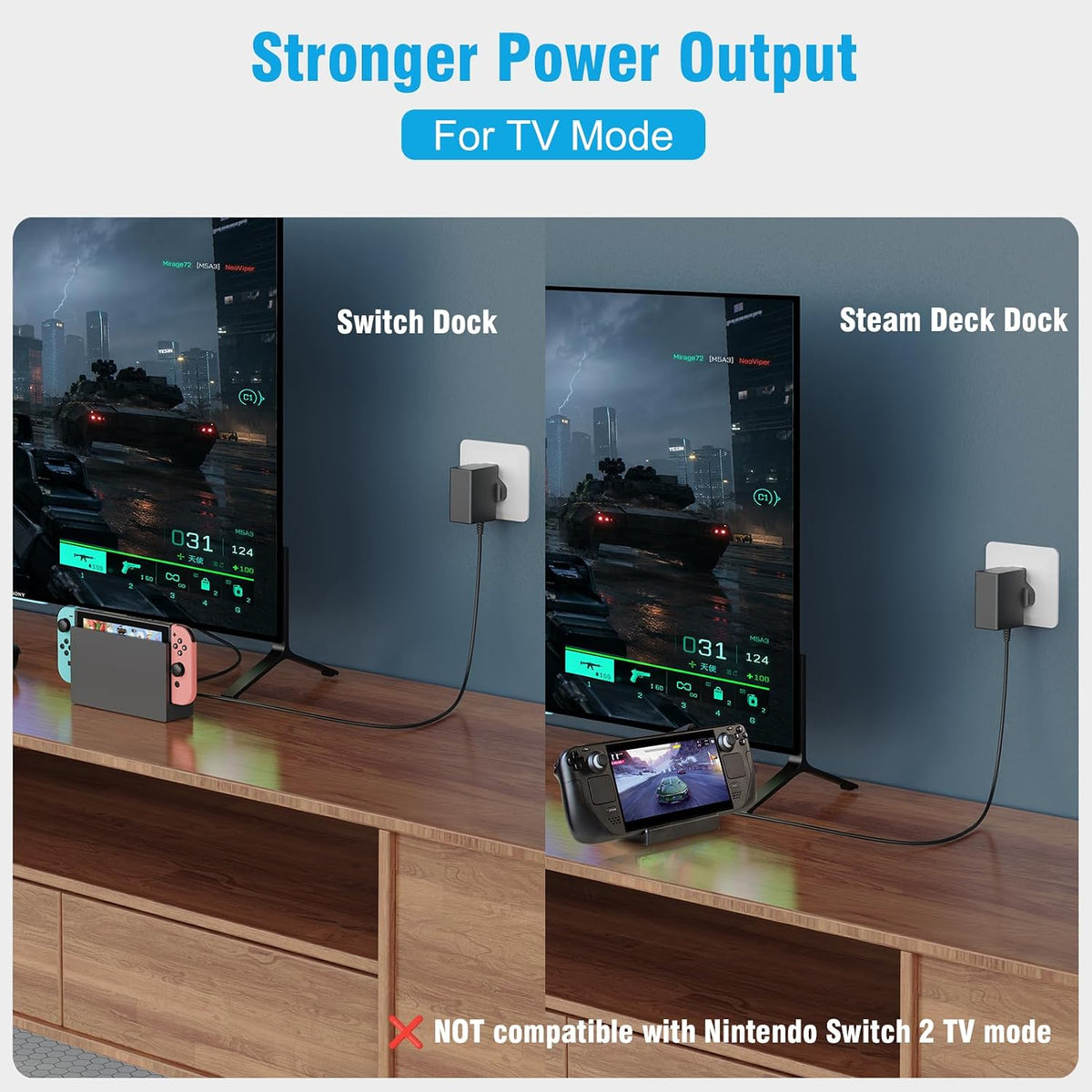 Charger for Nintendo Switch, 45W Fast Charging AC Adapter Power Supply With 5FT USB C Cable for Switch Lite/OLED/Deck Dock/Pro Controller, Support TV Mode