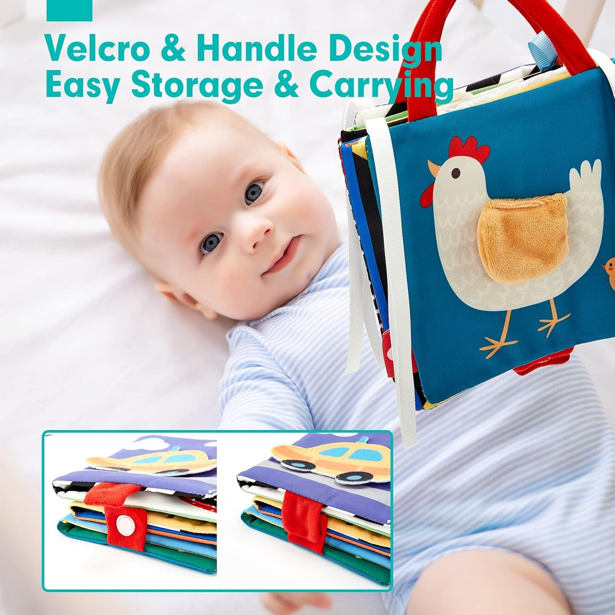 hahaland Baby Books 0-6 Months, Soft Cloth Newborn Books Toy for Babies