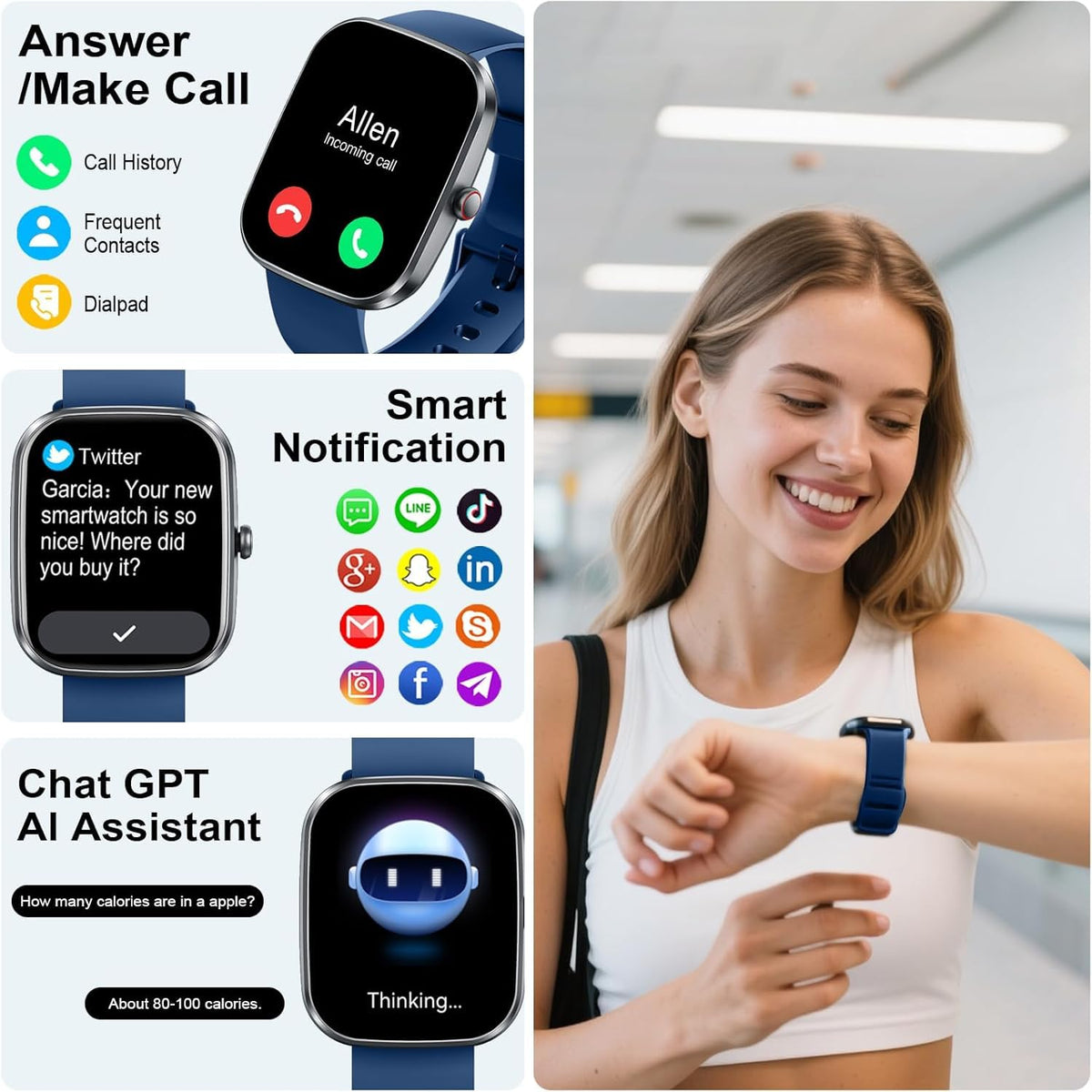Motast Smart Watch, Fitness Tracker 1.69'' HD for Men Women, Step Counter