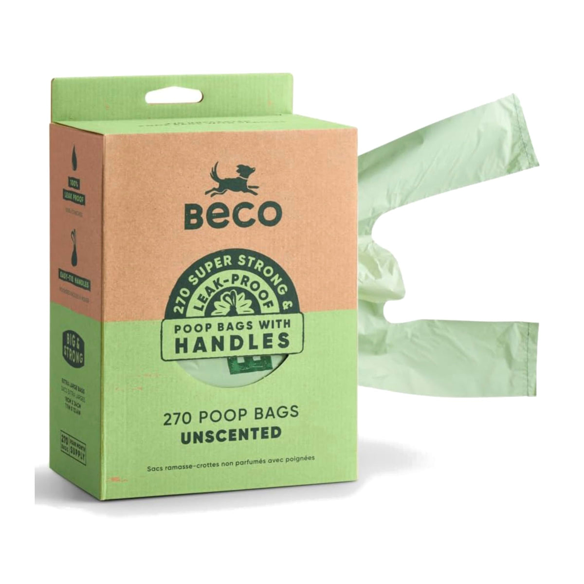 Beco Dog Poo Bags, 94% Recycled Plastic, Unscented Tie Handles, 120 Bags