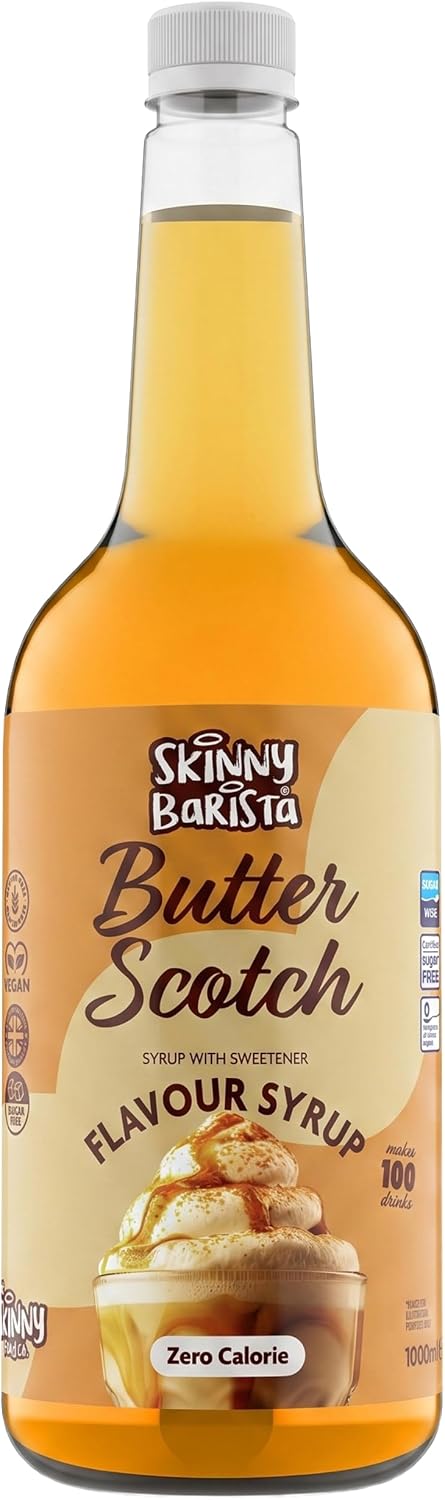 Skinny Food Co Butterscotch Syrup Zero Calorie 1L - Sugar Free Coffee Syrup