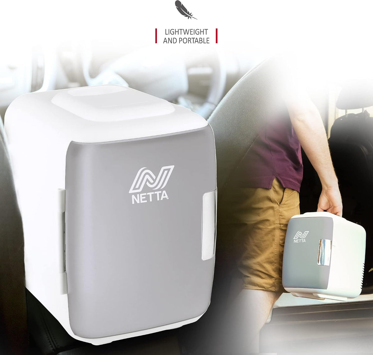 NETTA 5L Mini Fridge - Portable Small Fridge for Drinks, Snacks, Skincare - For Bedroom, Student Dormitory, Office With Cooling And Warming Function - AC/DC Portable – White