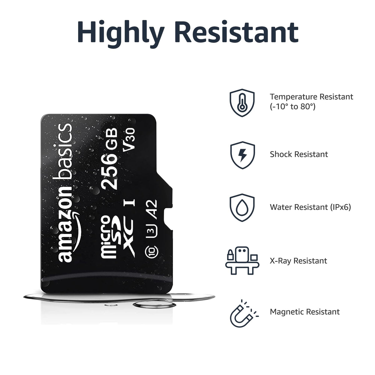 Amazon Basics microSDXC Memory Card with Full Size Adapter, A2, U3, Read Speed up to 100 MB/s, 128GB, Black