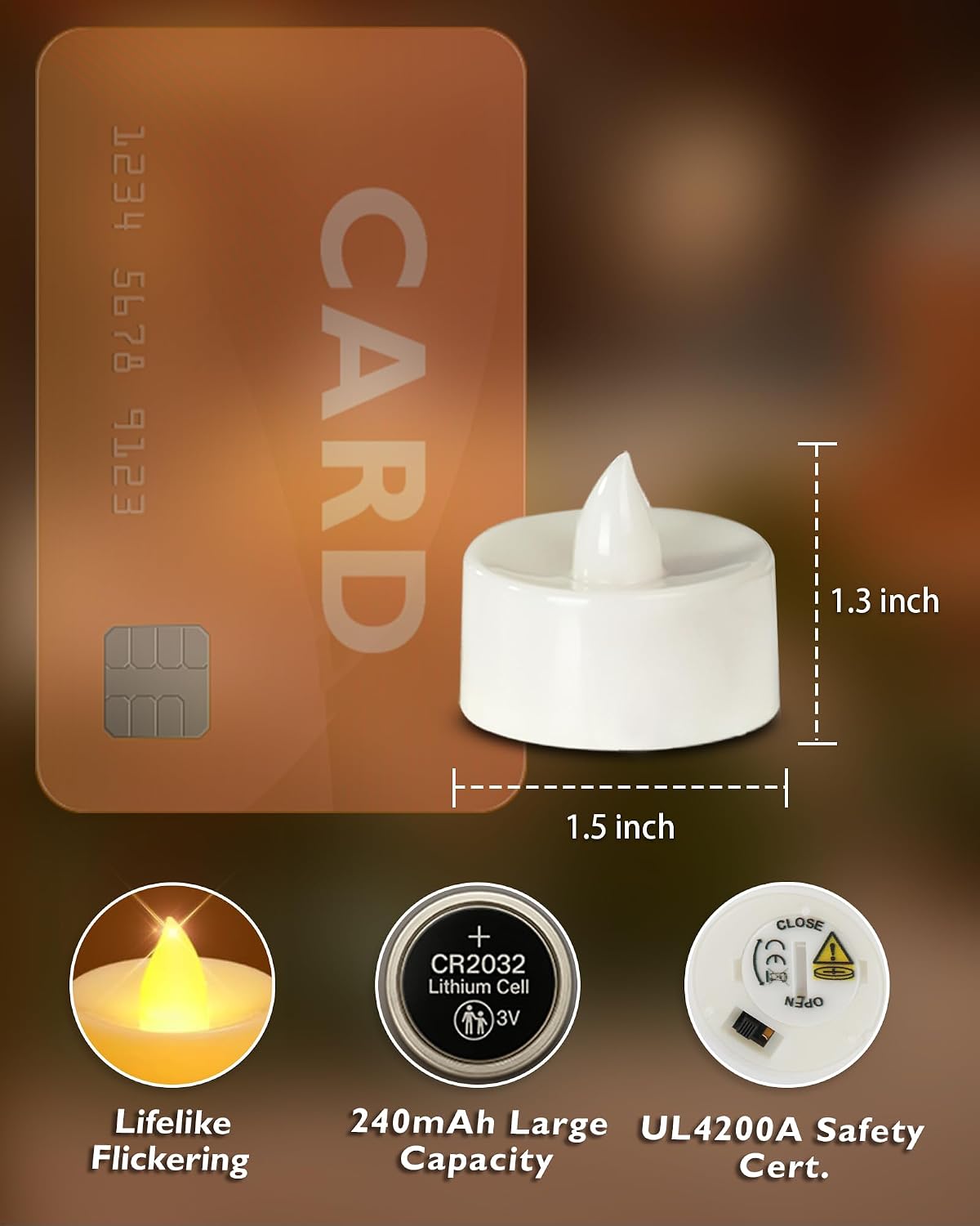 Homemory Led Battery Operated Tea Lights, Fake Electric Flickering Candles