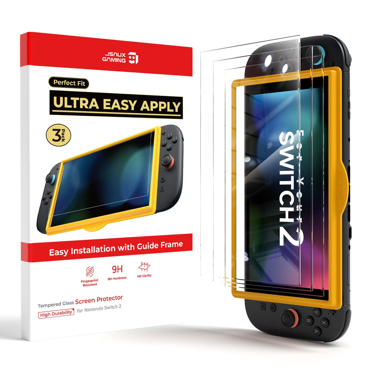 JSAUX Obsidian AR Screen Protector for Nintendo Switch 2,1-Pack