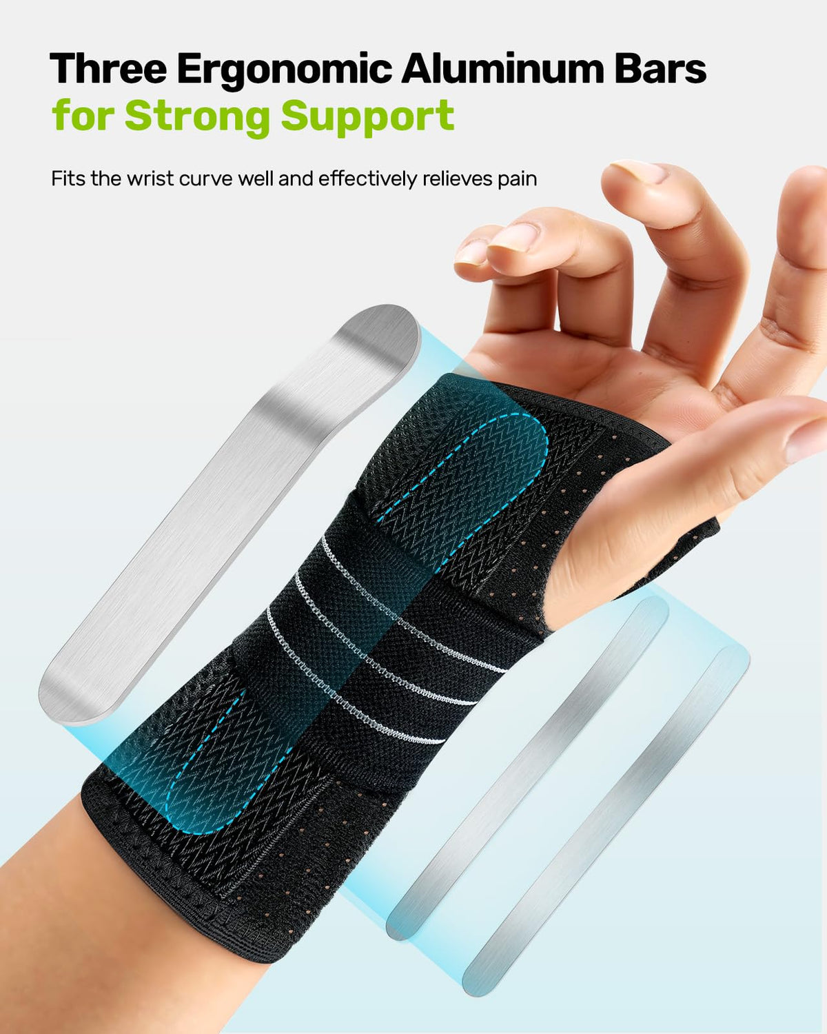 Rakiie Breathable Wrist Support Brace with 3 Metal Splints