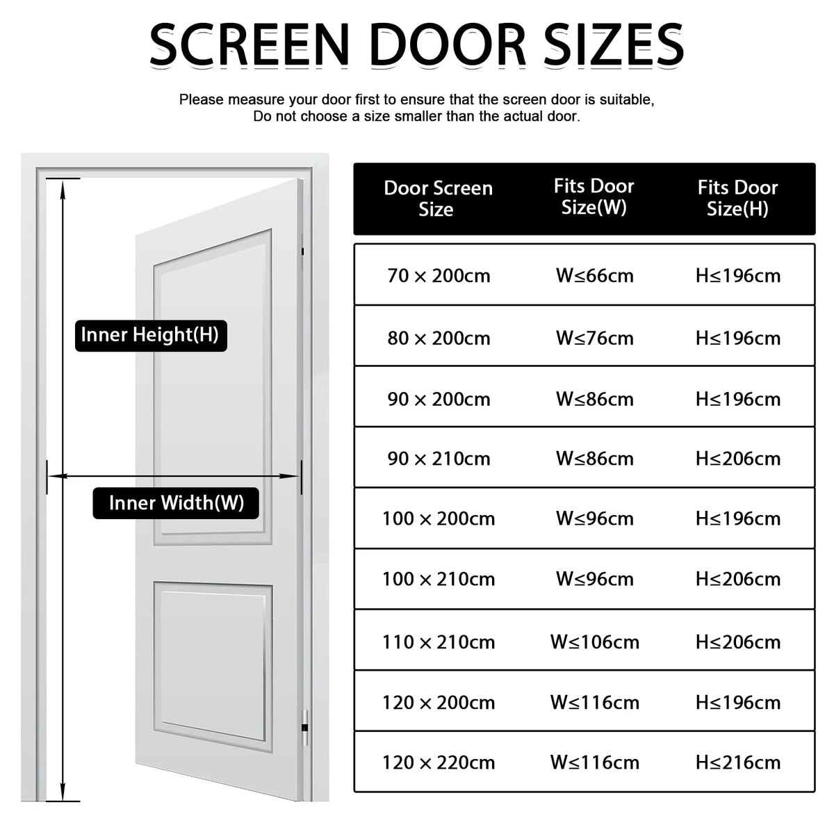 YRH Magnetic Fly Screen Door (90x210cm, Black)