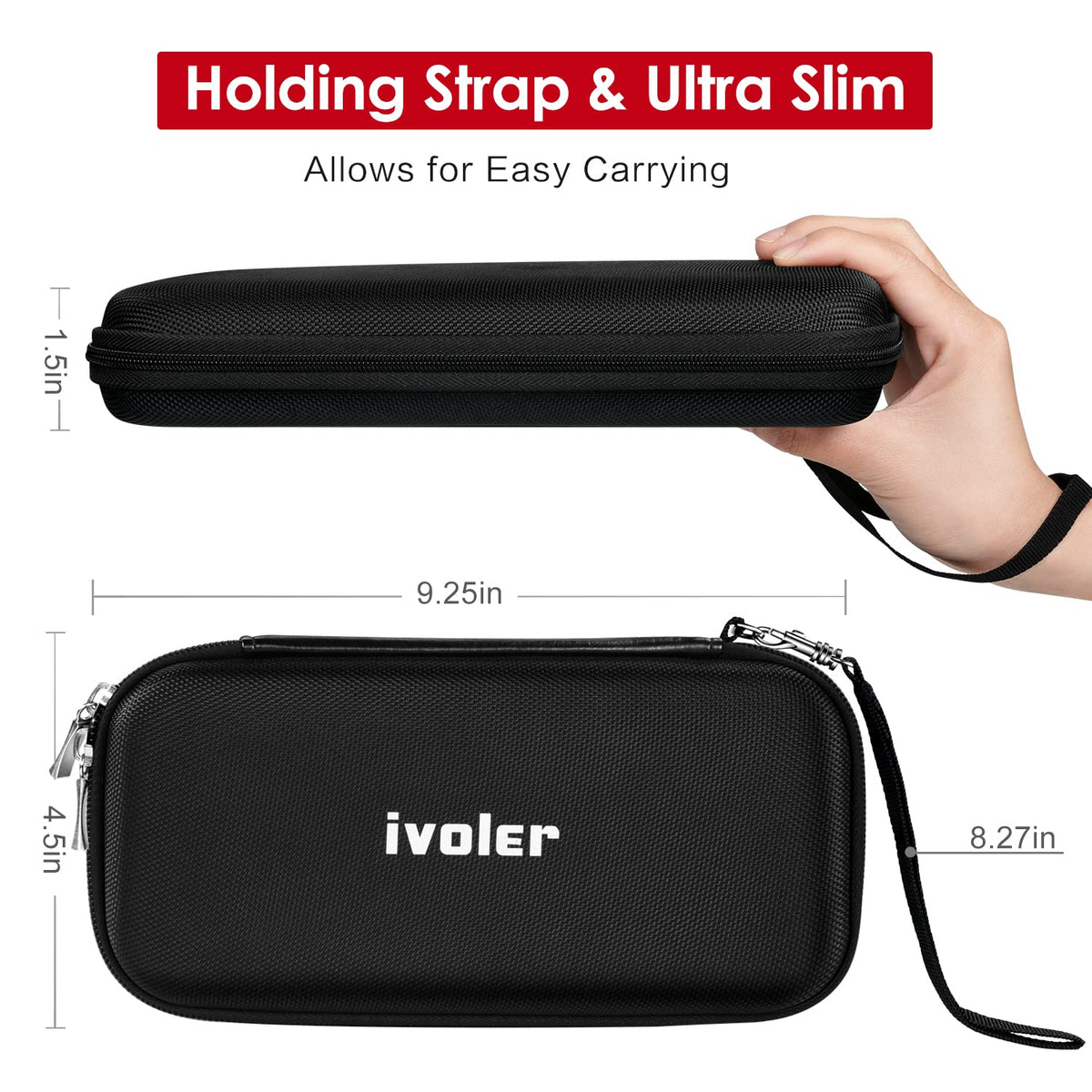ivoler Carry Case for Nintendo Switch 2 (2025 Model) – Protective Portable Hard Shell Pouch Carrying Travel Game Bag for Nintendo Switch 2 Accessories Holds 12 Game Cartridge– Black