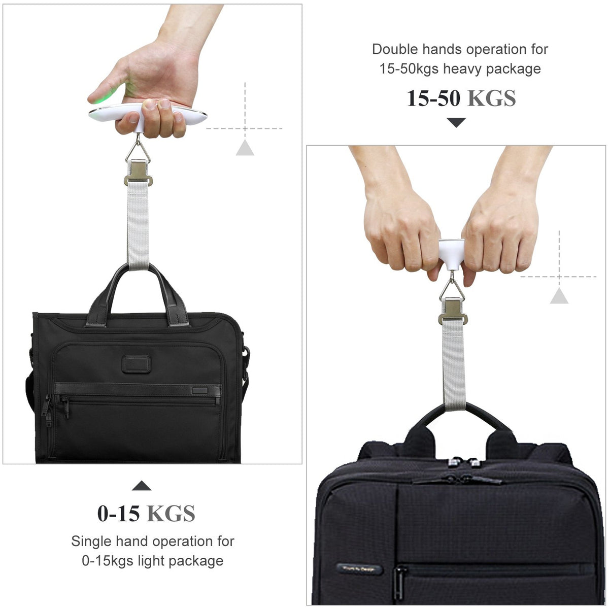 MYCARBON Luggage Scale Portable Digital Weight Scale for Travel Suitcase with Tare Function 110 Lb/ 50Kg Capacity (Silver)