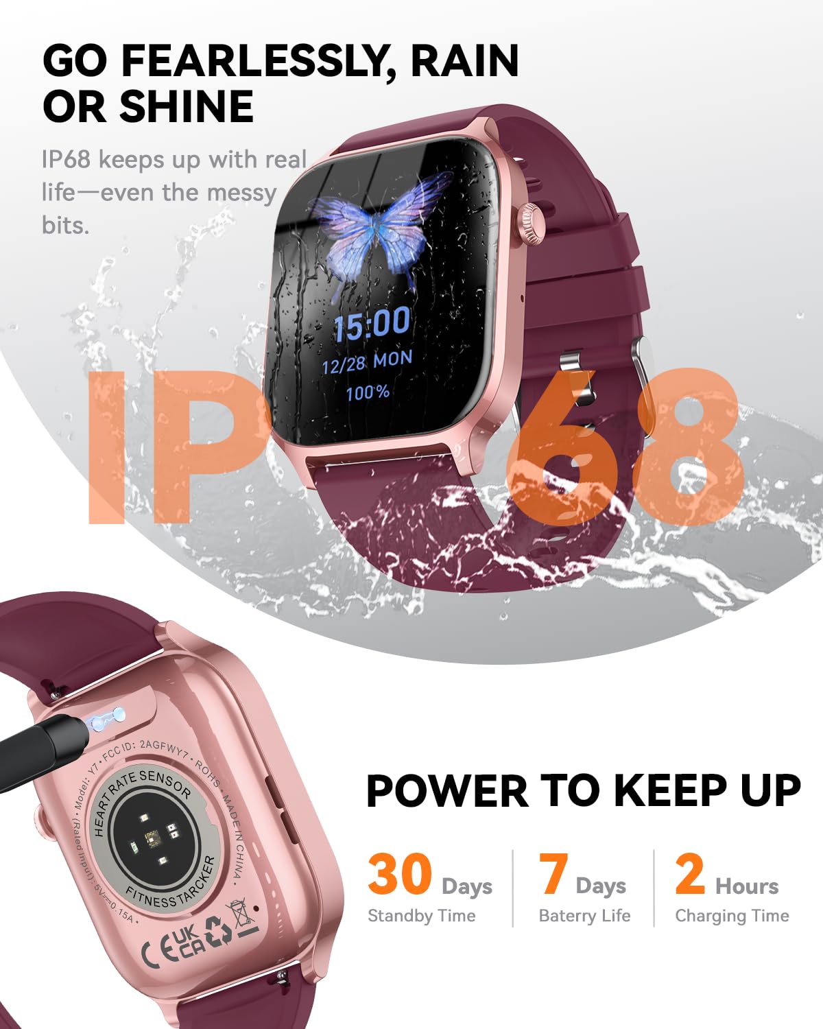 Smart Watch for Men Women- Answer/Make Call, 2024 IP68 Waterproof Fitness Tracker Watch with Sleep Step Counter Activity Smartwatch for Samsung Android iPhone iOS (Black-Blue, 1.83)