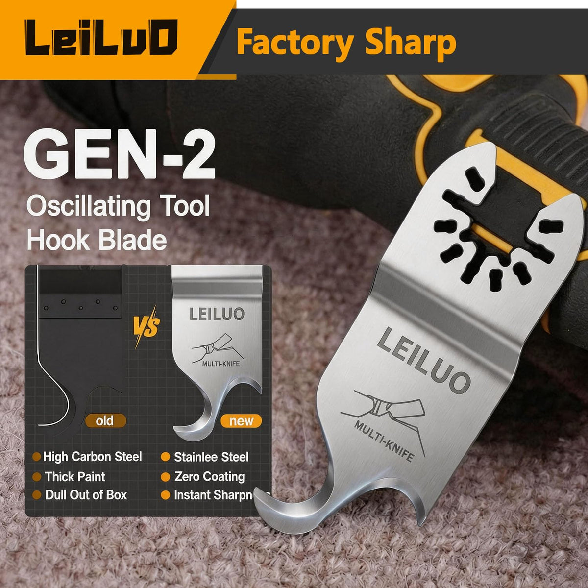 LEILUO 6Pcs Multitool Hook Blade, Multi Tool Hook Knife Blade Set