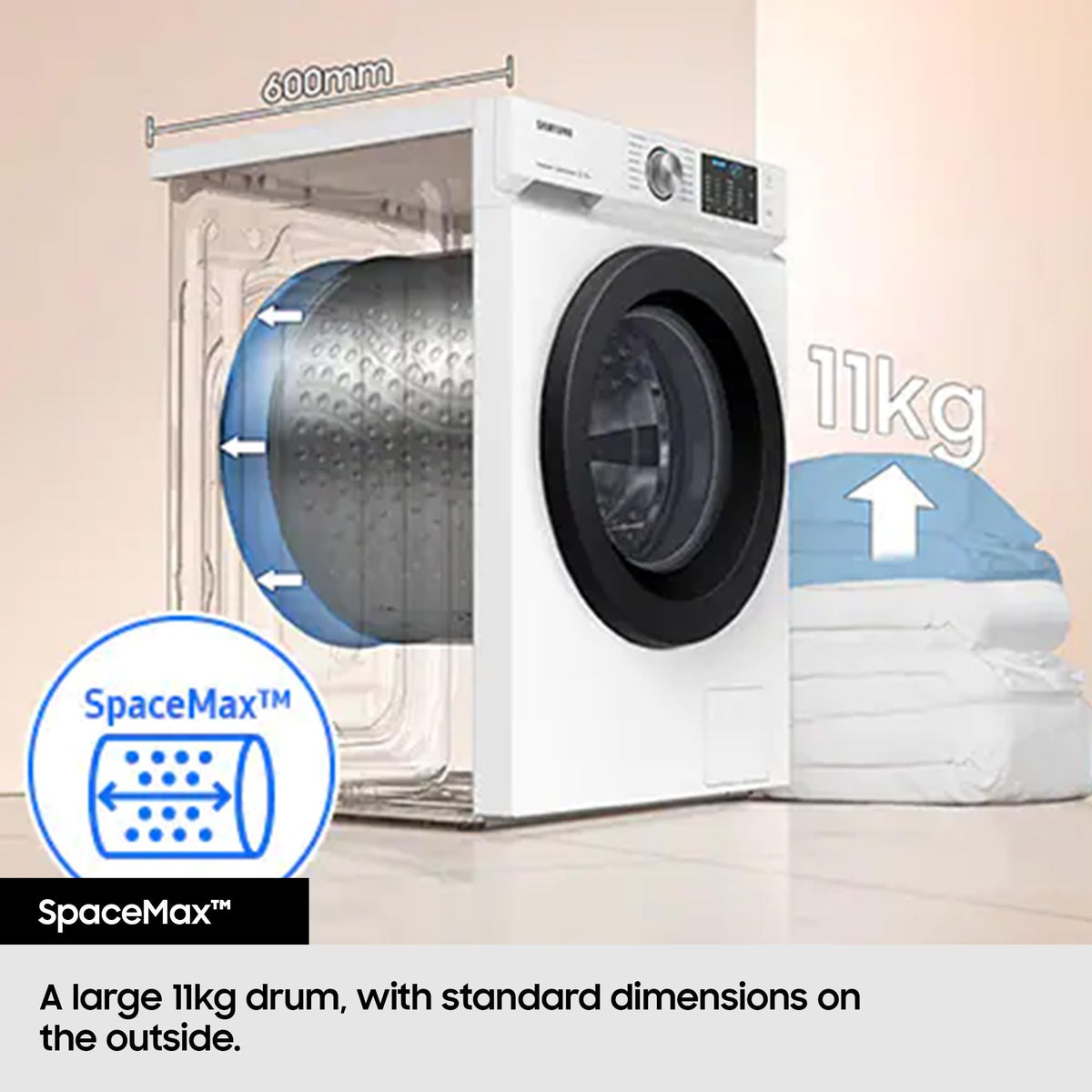 Samsung Series 7 Washer Dryer, AI Energy Wi-Fi enabled, 11/6kg 1400rpm, Black, WD11DB7B85GBU1