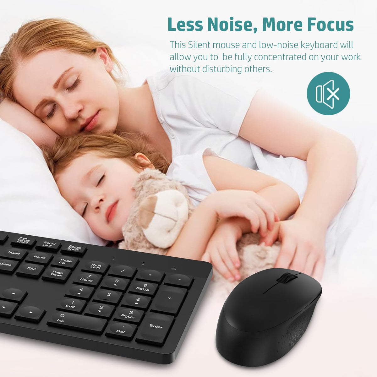 LeadsaiL Wireless Keyboard and Mouse Set, 2.4GHz USB Computer Keyboards and Mouse Combo, Full Size UK QWERTY Layout, Ergonomic Design with 12 Multimedia Shortcuts for HP/Lenovo Laptop and Mac-Purple