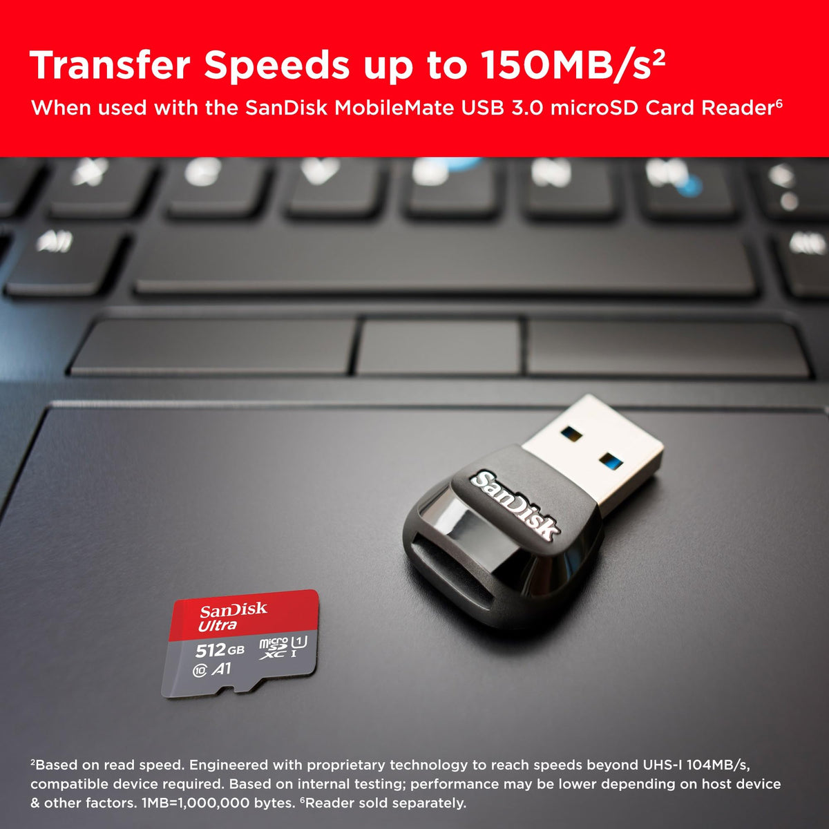 SANDISK Ultra micro SD Card + Adapter 256GB, Up to 150MB/s Read Speeds