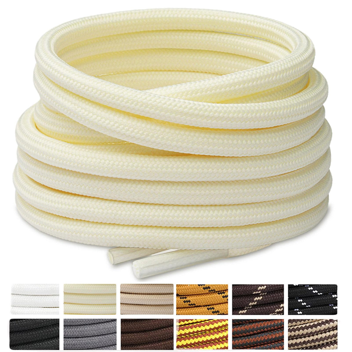 Stepace 2 Pairs Round Heavy Duty Boot Laces for Hiking and Work Boots