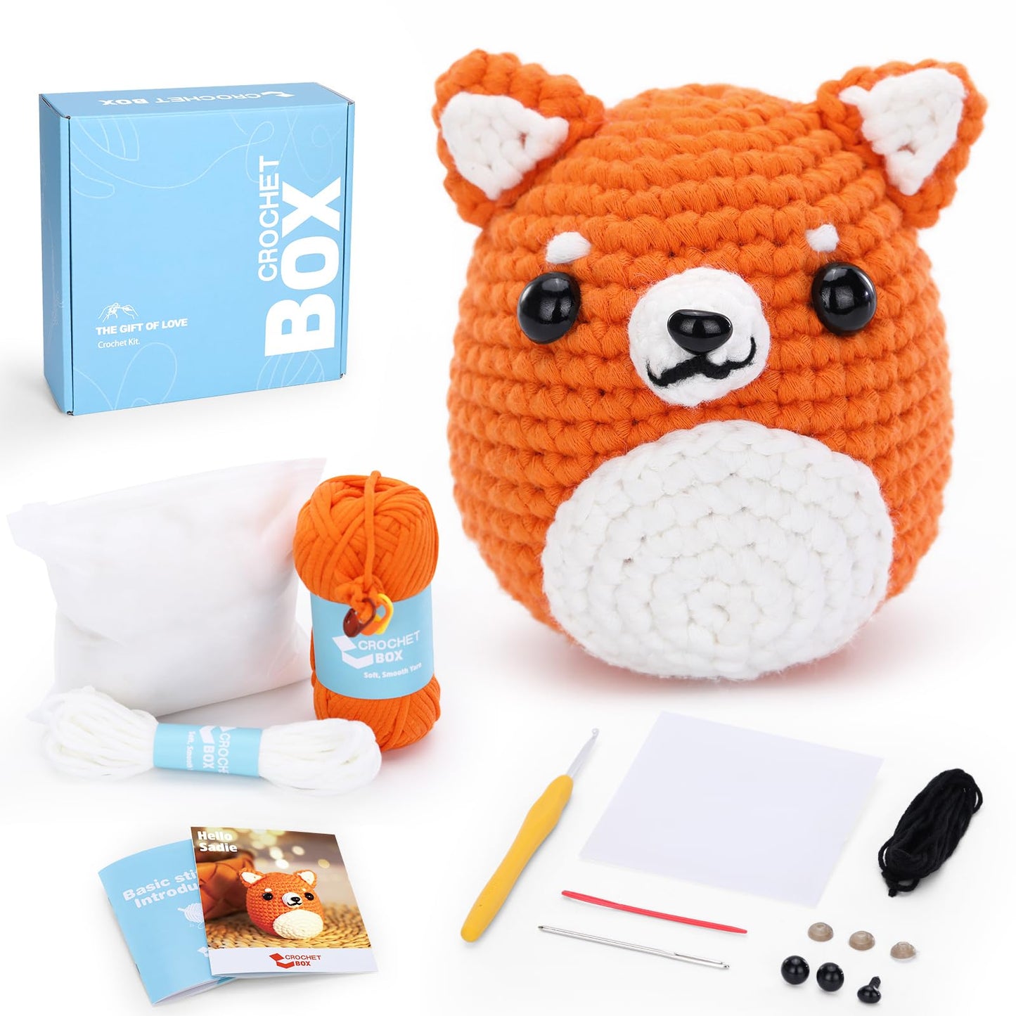 CROCHET BOX Complete Crochet Kit for Beginners - Highland Cow Crochet Kit, Include Video Tutorial, Instruction, Soft Yarn, Birthday Gift for Adults.