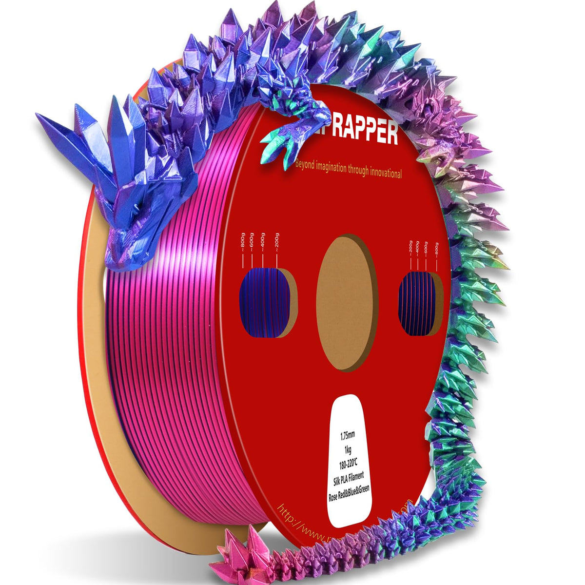 Reprapper 4X 250g Color Pack – Dual Color PLA Filament 1.75mm for 3D Printer & 3D Pen, Multicolour Filament, 4 x 250g Matte Red/Blue, Matte Purple/Green, Silk Red/Blue, and Silk Purple/Green