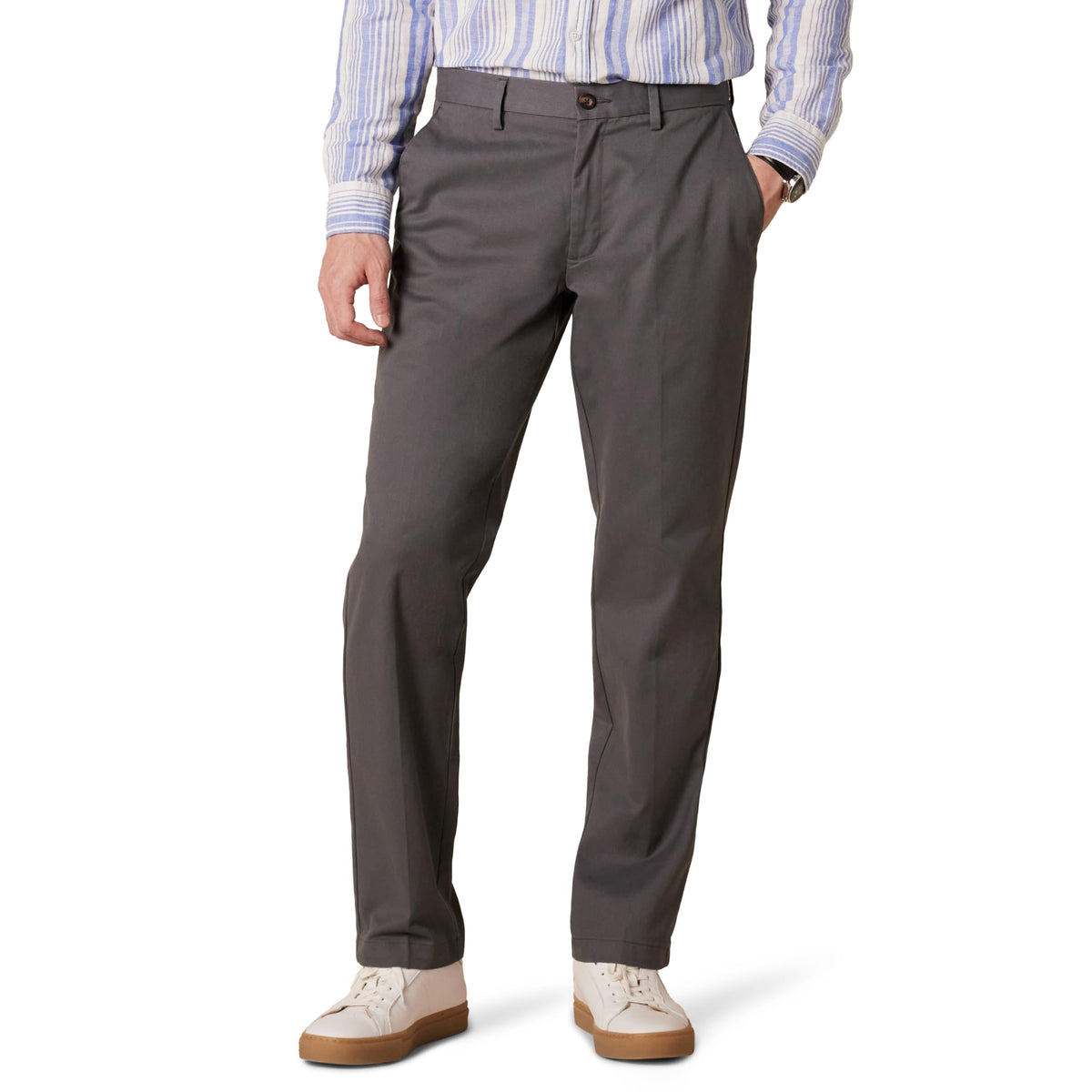 Amazon Essentials Men's Straight Fit Wrinkle-Resistant Flat-Front Casual Chino Trousers