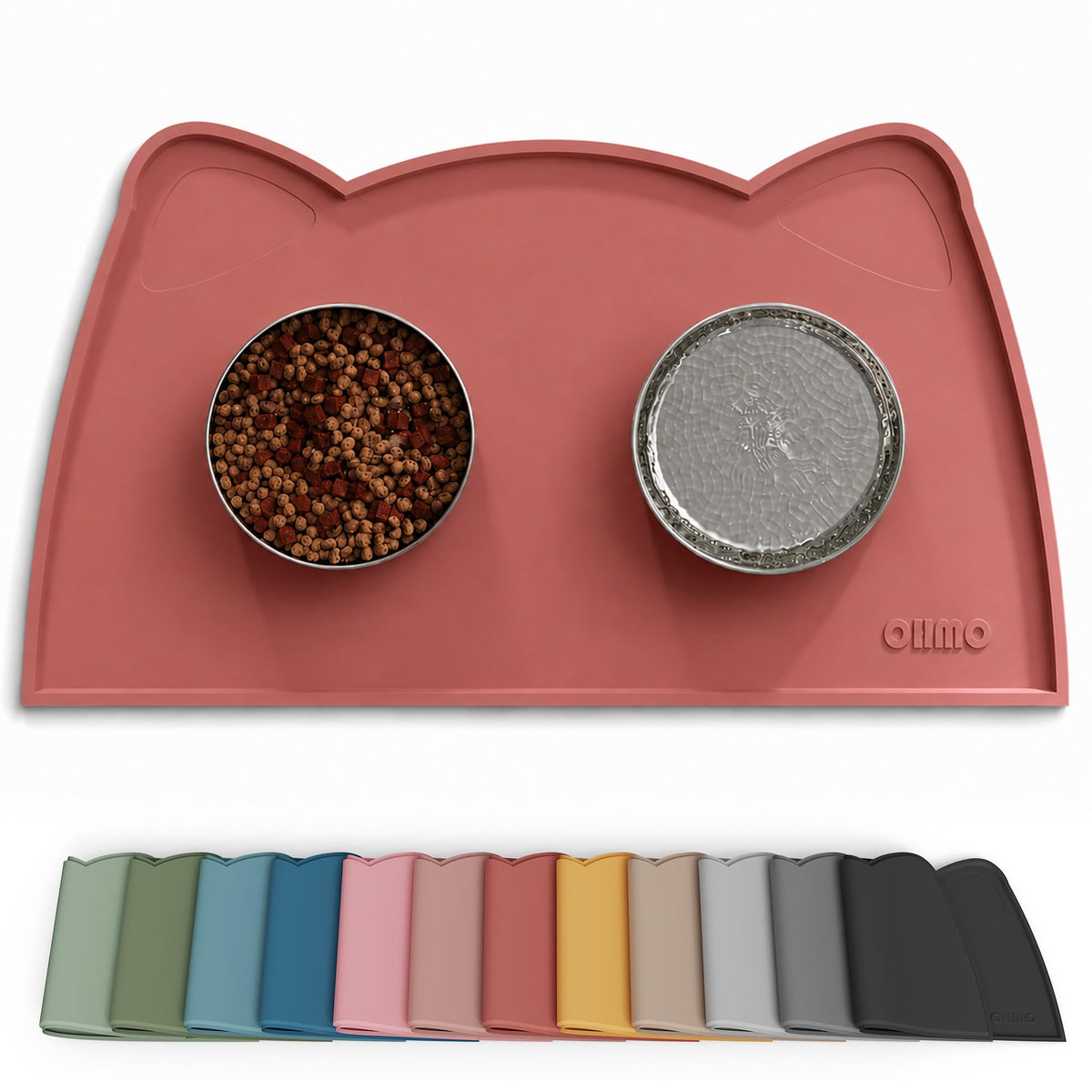 OHMO Silicone Cat Food Mat for Food&Water Bowls, 46x25cm, Camo Green