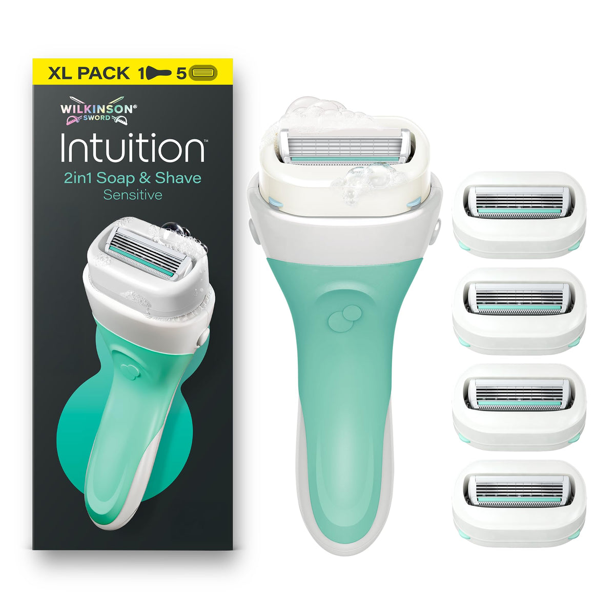 Wilkinson Sword Intuition Soap & Shave Sensitive Women's Razor, 6 Refills
