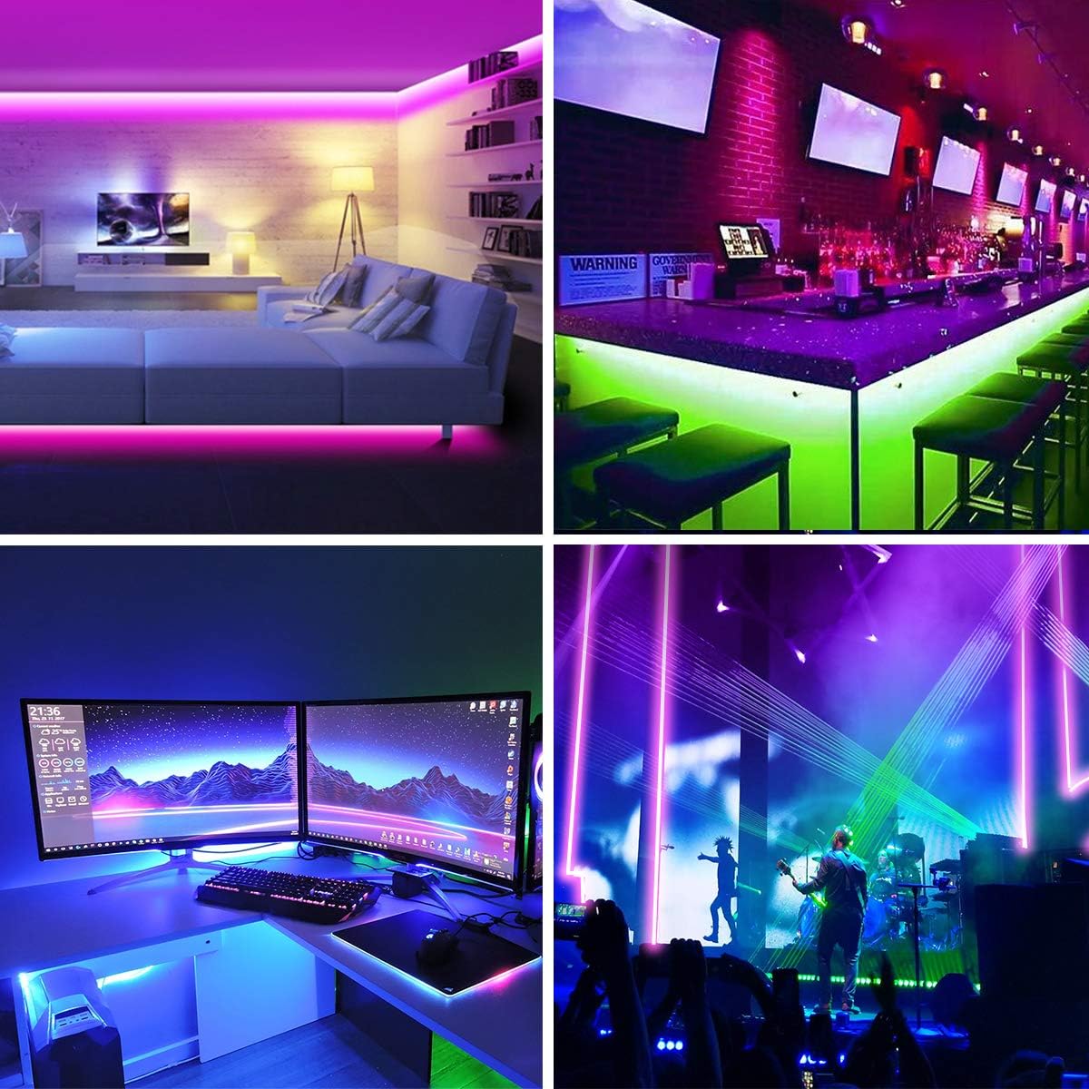 phopollo 5m RGB LED Strip Lights with Remote for Bedroom, Party.24V 5050 RGB, 44-Key Remote, Flexible Adhesive, Bedroom/Party Use