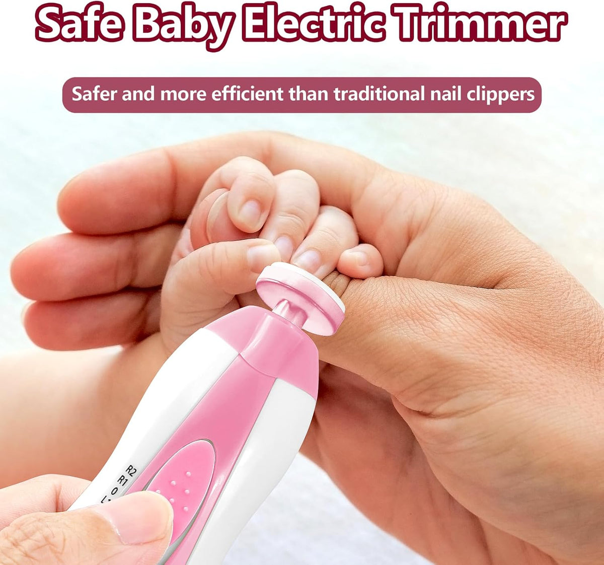 Qunlions life Baby Nail Trimmer Electric, 6 in 1 Rechargeable Baby Nail Clippers Manicure Set Grooming Kit for Toddler Infant or Adults (Pink)