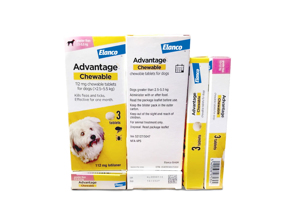 Advantage Chewable 450mg Chewable Tablets for Dogs >11 - 22kg (3 pack), Flea and Tick Treatment, Fast Acting Kills Fleas Within Hours, Prevention Lasts For A Month, Easy To Administer