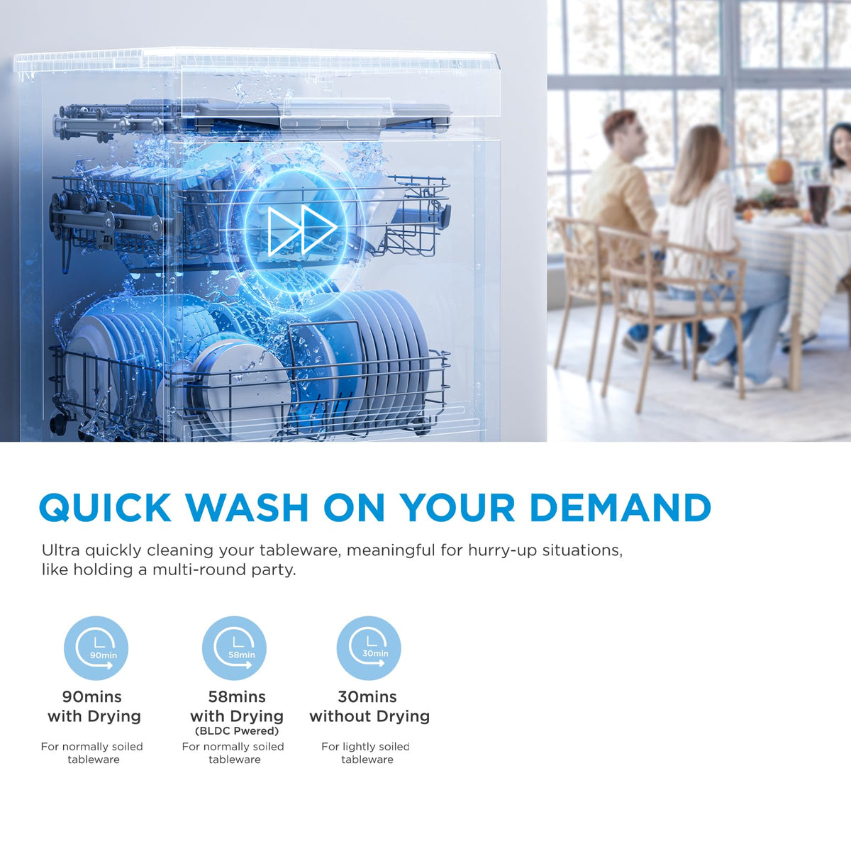 Midea 60cm Freestanding Dishwasher, 14 Settings, Stainless Steel