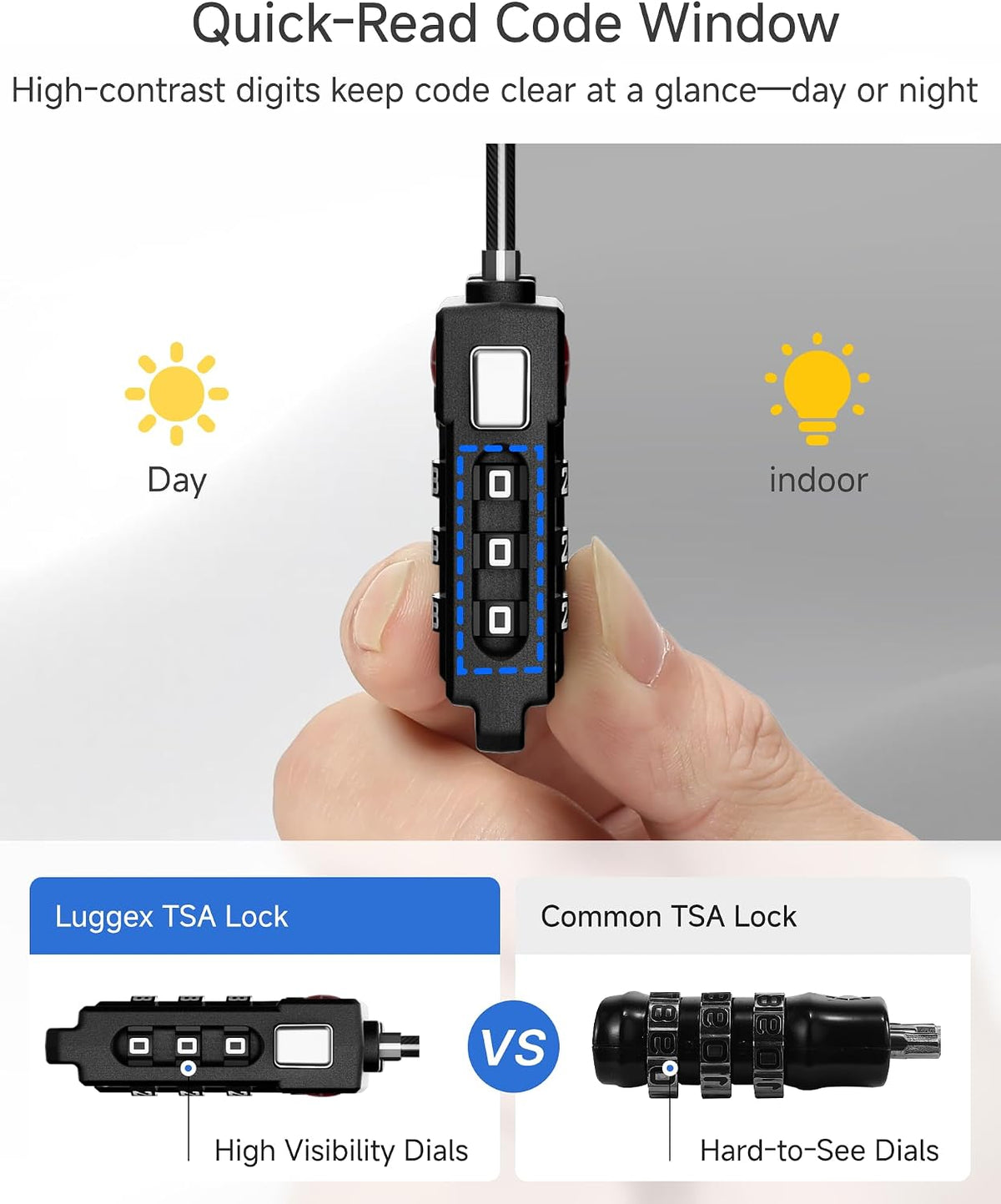 LUGGEX Suitcase Locks, Luggage Locks, TSA Approved Luggage Locks,Black,2