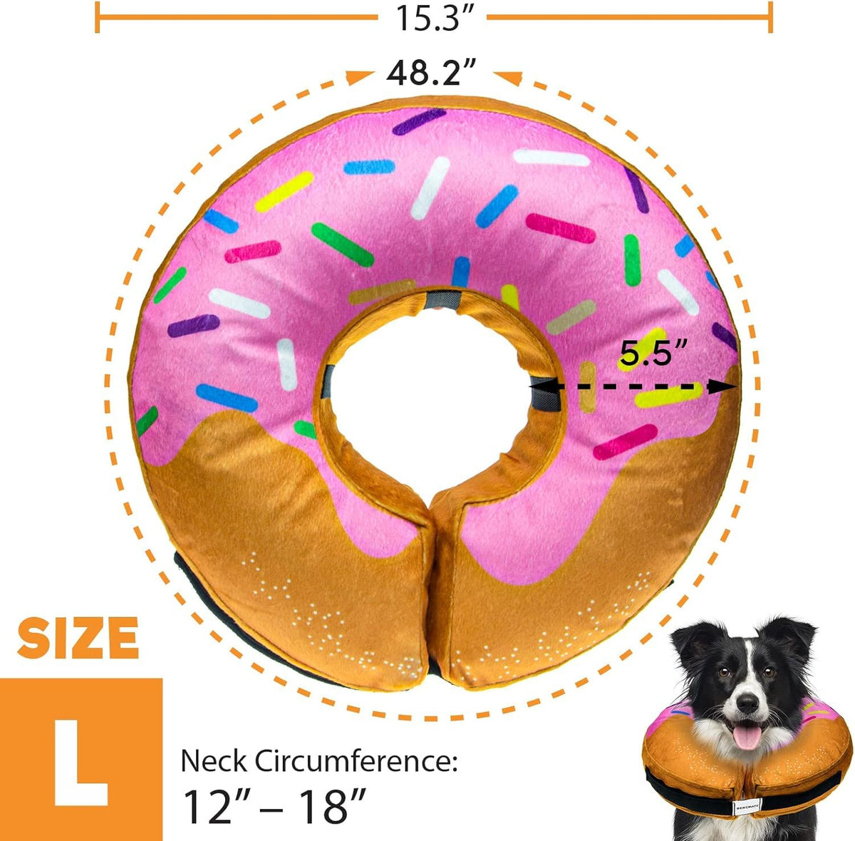 BENCMATE Protective Inflatable Collar for Dogs and Cats - Soft Pet Dog Cone Recovery Collar Does Not Block Vision E-Collar Blue-L