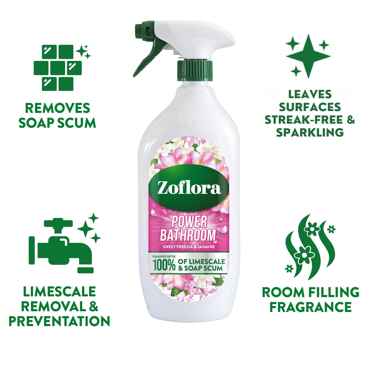 Zoflora Grapefruit & Lime Power Bathroom Cleaner Trigger Spray, 800ml