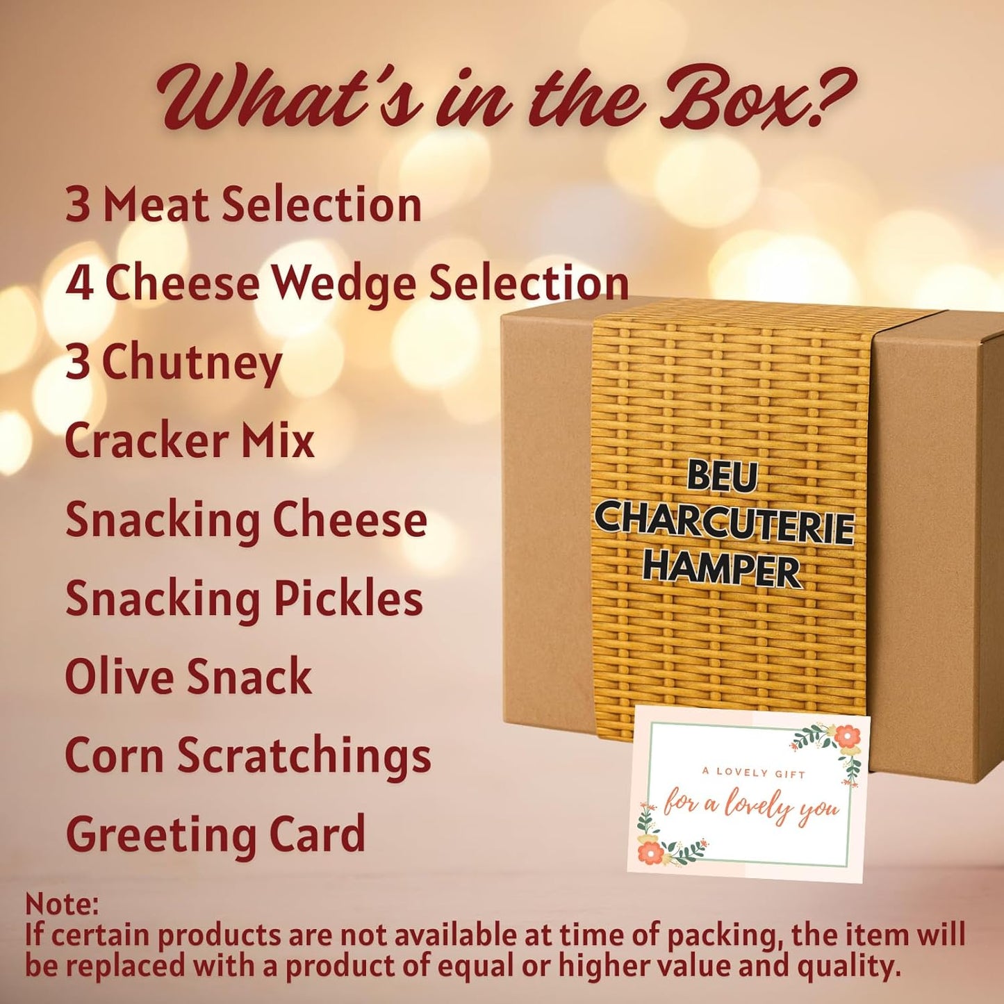 Charcuterie Hamper Gift Box – Meat, Cheese Wedge, Chutney, Crackers Mix, Pickles, Olives & Snacks for Charcuterie Boards - Food Hamper & Gourmet Gifts, Cheese Hampers for Men & Women