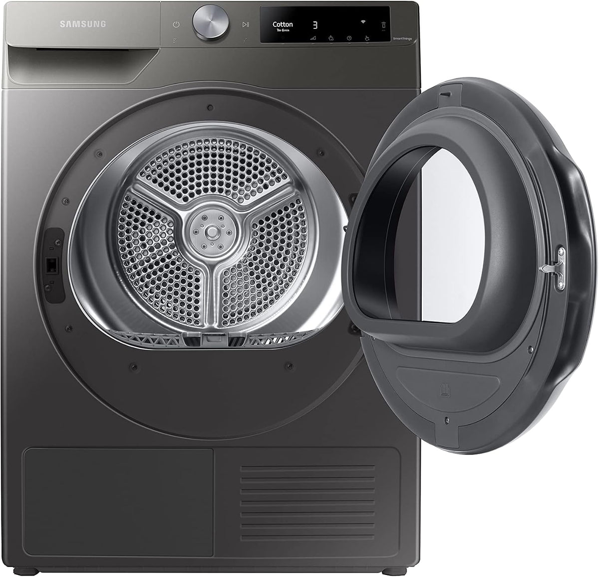 Samsung Series 6 DV90T6240LN/S1 with OptimalDry™, Freestanding Heat Pump Tumble Dryer, 9 kg, Graphite, A+++ Rated