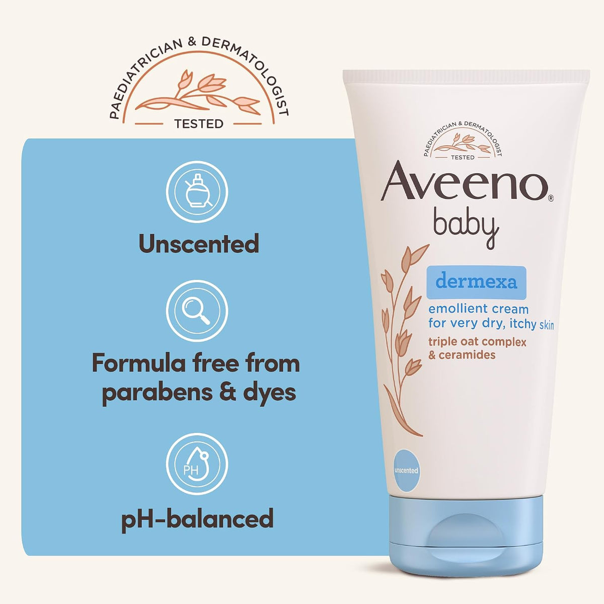 Aveeno Baby Dermexa Emollient Cream for Dry & Itchy Skin (1x 150ml)