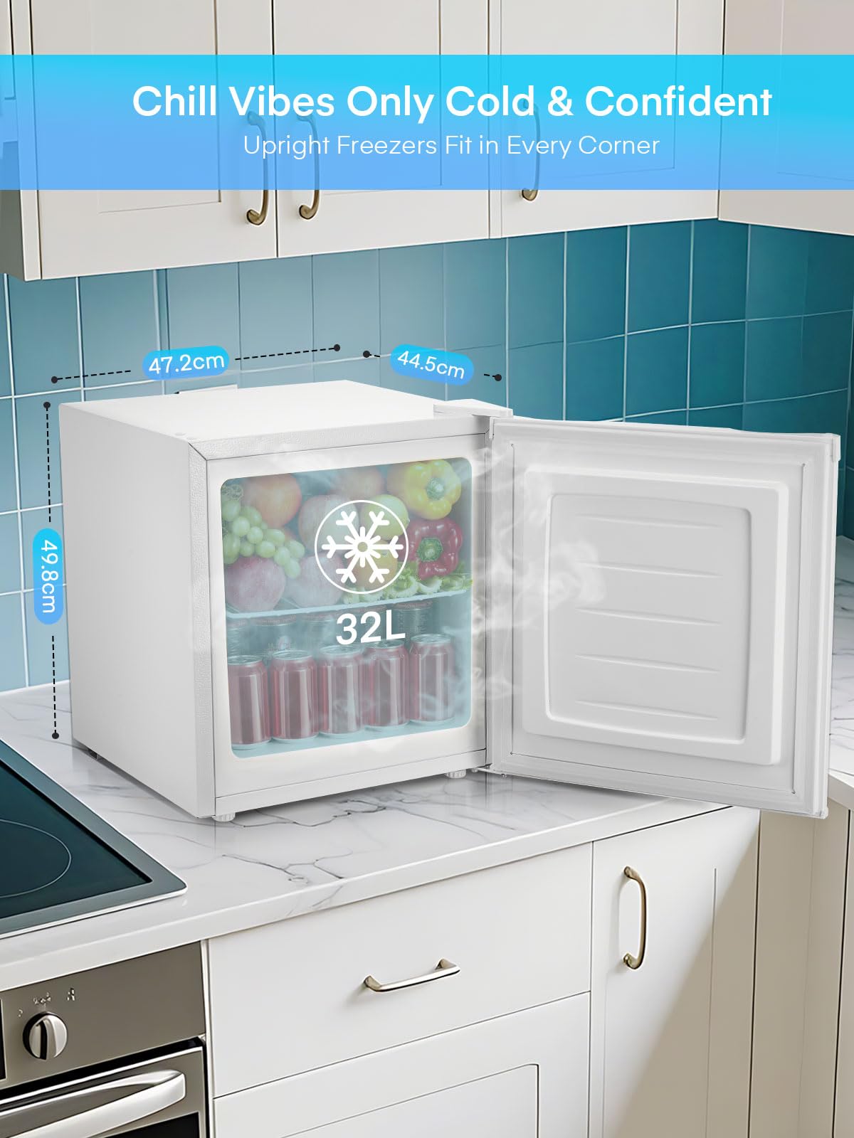 FOHERE 32L Mini Small Freezer Small Table Top Fridge Energy Efficient