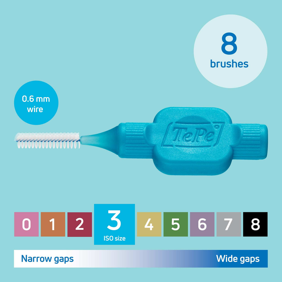 TePe Interdental Brush, Original, Blue, 0.6mm/ISO 3, 8pcs