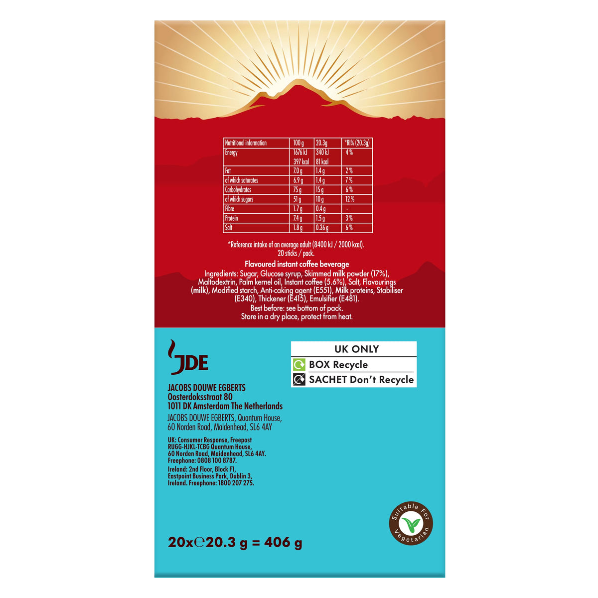 Kenco Iced Hot Salted Caramel Latte Sachets x8 (Pack of 5, Total 40 Sachets)