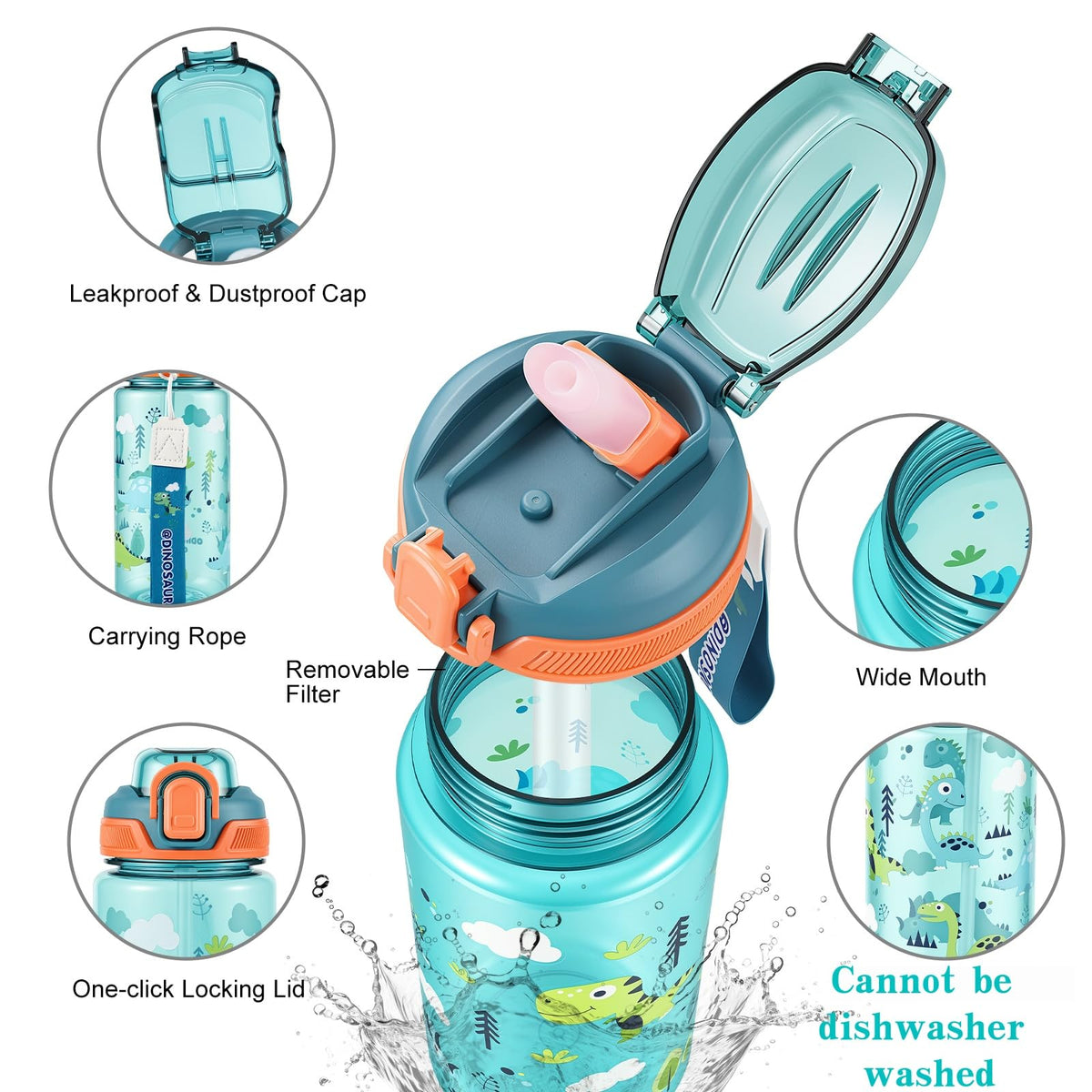 SEASEVEN Flat Water Bottle 750ML for Gym,School Office(Flat Pink)